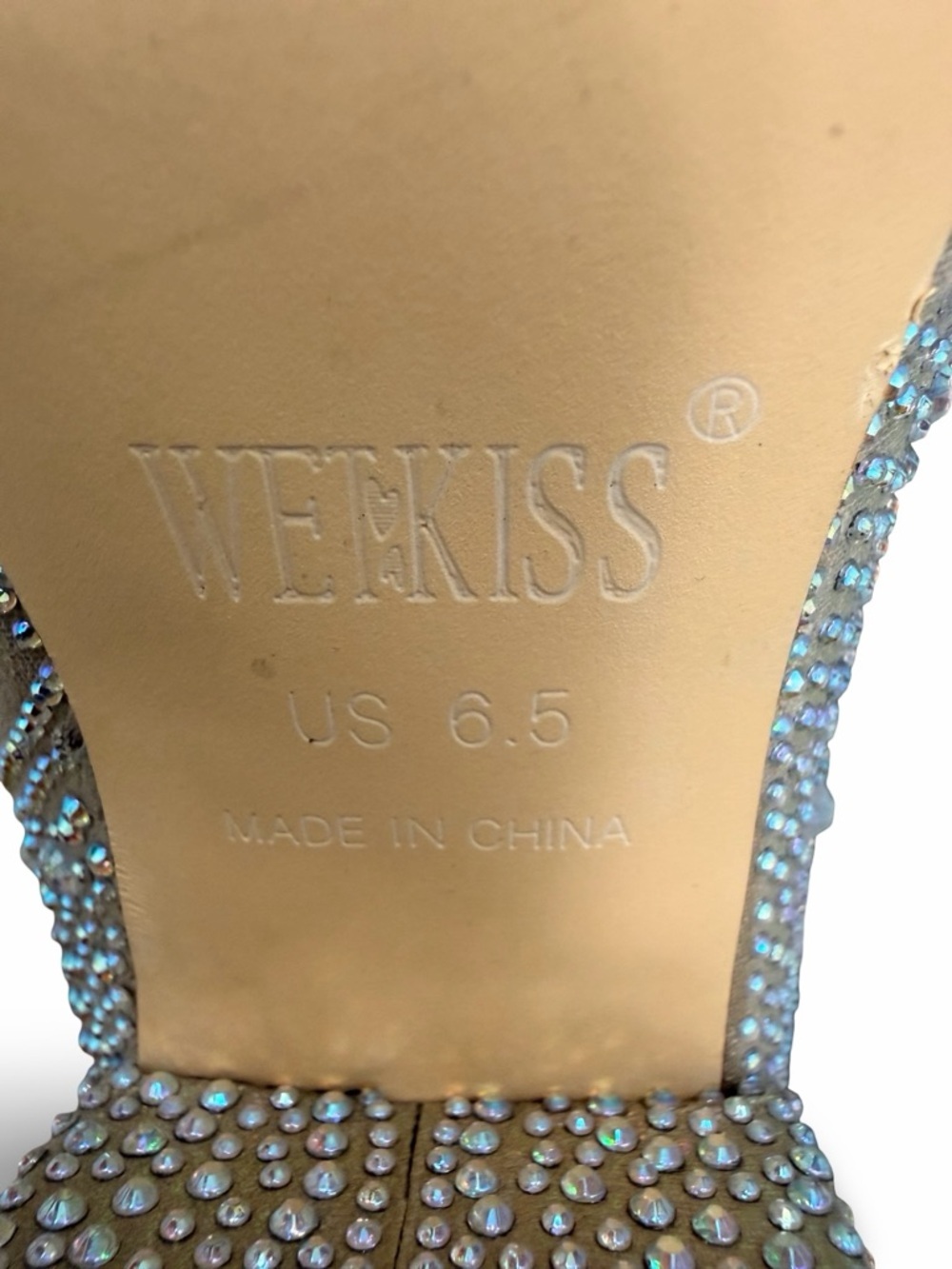 Wetkiss Iridescent Crystal Rhinestone Chunky Heel Knee High Boots Size 6.5 - Picture 8 of 8